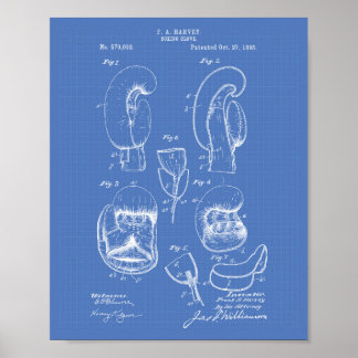 Póster Boxing Glove 1896 Patent Art - Blueprint