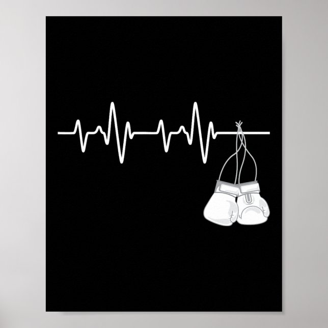 Póster Boxing Heartbeat - Boxer Boxeador de boxeo Kickbox (Frente)