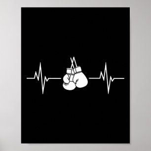 Póster Boxing Heartbeat Line Con Guantes Colgantes
