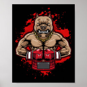 Póster Boxing Pit Bull ama a Pitbulls Workout Dog Animal