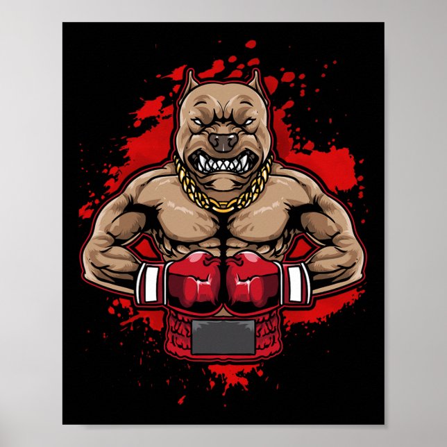 Póster Boxing Pit Bull ama a Pitbulls Workout Dog Animal (Frente)