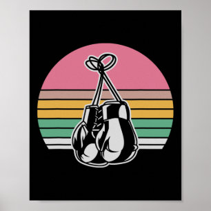 Póster Boxing Retro Style Gantes Vintage Sunset