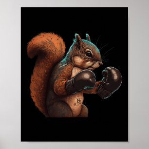 Póster Boxing Squirrel Boxeador Guantes de boxeo Kickboxi