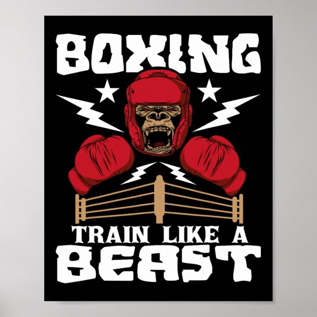 Póster Boxing Train Like A Beast - Kickboxing Kickboxer G (Frente)
