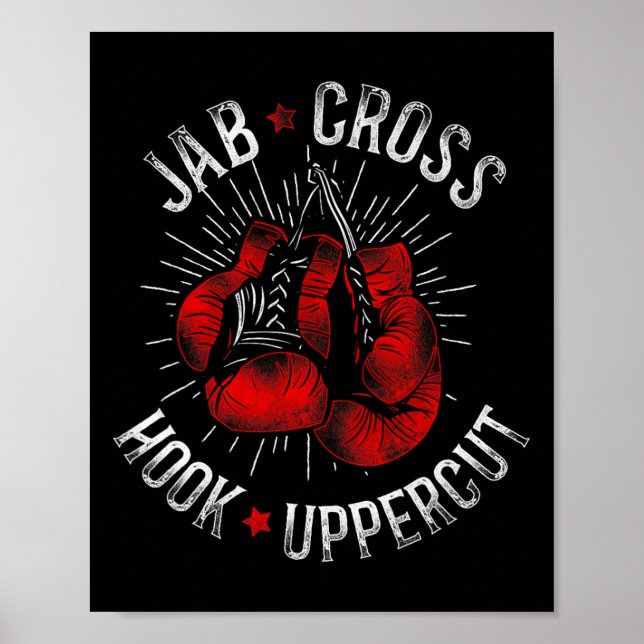 Póster Boxing Vintage Jab Cross Hook Uppercut (Frente)