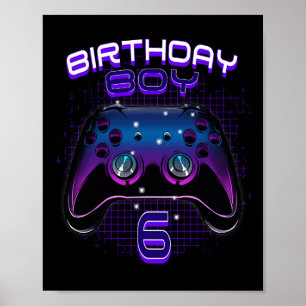 Póster Boy 6 Video Game Controller Gamer 6Cumpleaños Gif
