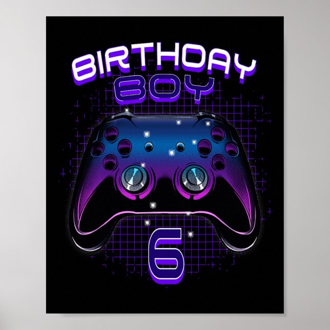 Póster Boy 6 Video Game Controller Gamer 6Cumpleaños Gif (Frente)