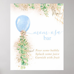 Póster Boy Baby Shower Eucalyptus Balloon Momosa Bar