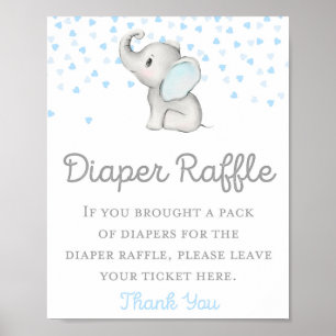 Póster Boy Blue Elephant Baby Shower Sign