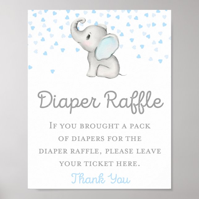 Póster Boy Blue Elephant Baby Shower Sign (Frente)