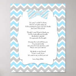 Póster BOY Bow Tie Baby Shower Gracias Poster