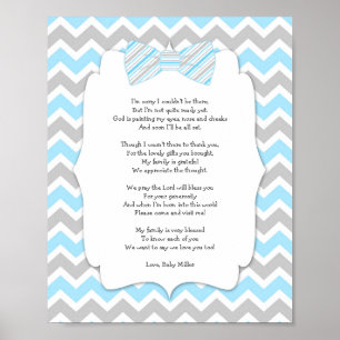 Póster BOY Bow Tie Baby Shower Gracias Poster