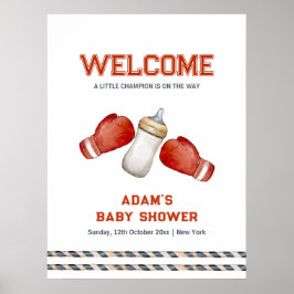 Póster Boy Boxing Little Champion Baby Shower Welcome