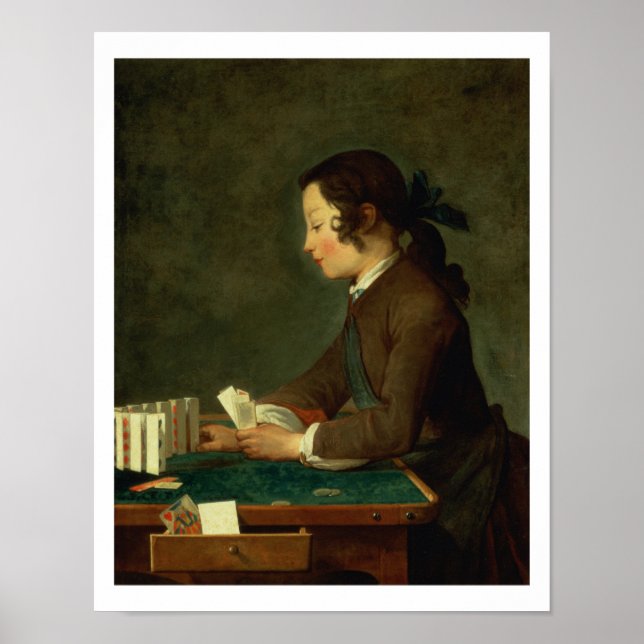 Póster Boy Building a Castle of Cards (oil on canvas) (Frente)
