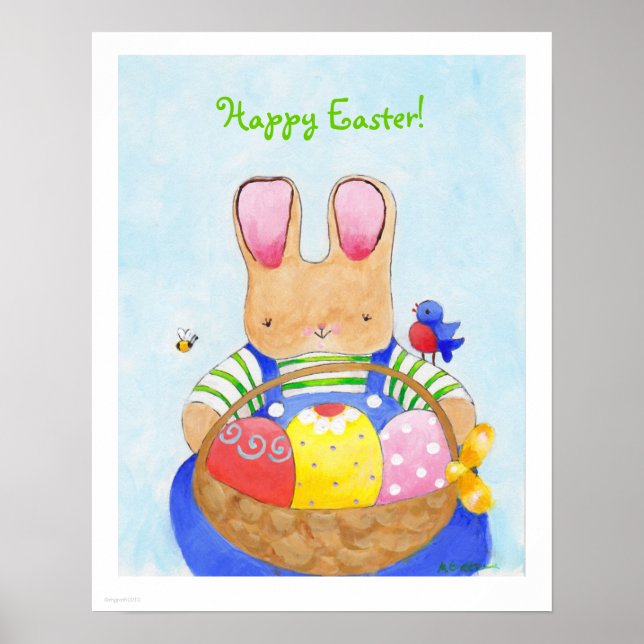 Póster Boy Bunny con canasta (Frente)
