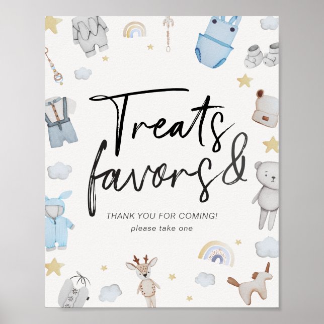 Póster Boy Clothes Stars Baby Shower trata y favorece el  (Frente)