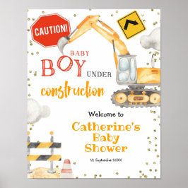 Póster Boy Construction Yellow Truck welcome sign