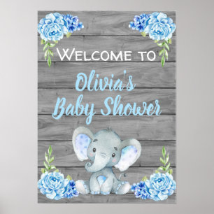 Póster Boy Elephant Baby Shower Poster