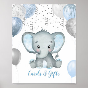 Póster Boy Elephant Watercolor Regalos de Baby Shower