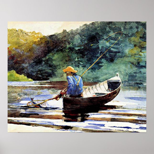 Póster Boy Fishing, artwork by Winslow Homer (Frente)