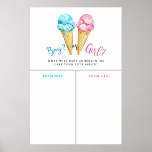 Póster Boy Girl Ice Cream Gender Reveal Prediction Sign