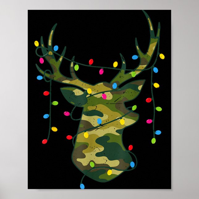 Póster Boy Men Camo Deer Hunting Christmas Light Pajama P (Frente)
