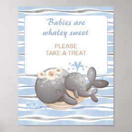 Póster Boy Nautical Whale Baby Shower Favor Rótulo