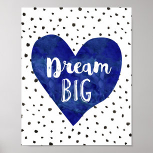 Póster Boy Nursery Decor Watercolor Marina Corazón Azul