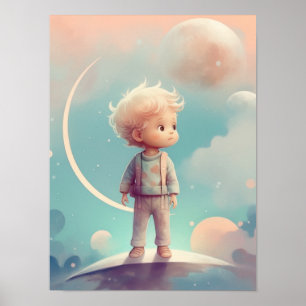 Póster Boy Nursey Poster Niño pequeño durmiendo noche