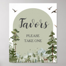 Póster Boy Pine Tree Forest Mountain Favorece Baby Shower