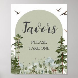 Póster Boy Pine Tree Forest Mountain Favorece Baby Shower