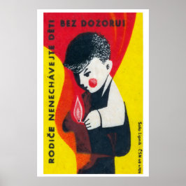 Póster Boy Playing with Matches - Matchbox Print - Czech