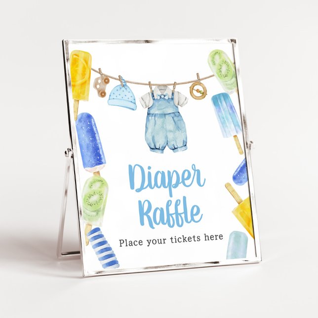 Póster Boy Popsicle Baby Shower Diaper Raffle (Popsicle Baby Shower Diaper Raffle Sign)