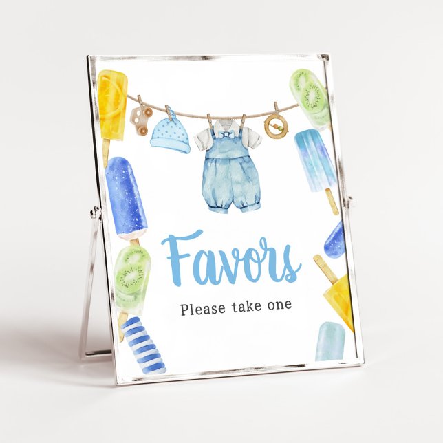 Póster Boy Popsicle Baby Shower Favors (Popsicle Baby Shower Favors Sign)