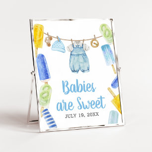 Póster Boy Popsicle Baby Shower Los bebés son dulces