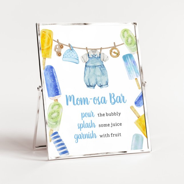 Póster Boy Popsicle Baby Shower Mom Osa Bar (Popsicle Baby Shower Mom Osa Bar Sign)