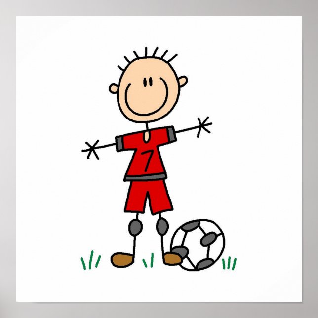 Póster Boy Red Uniform Soccer Player camisetas y regalos (Frente)