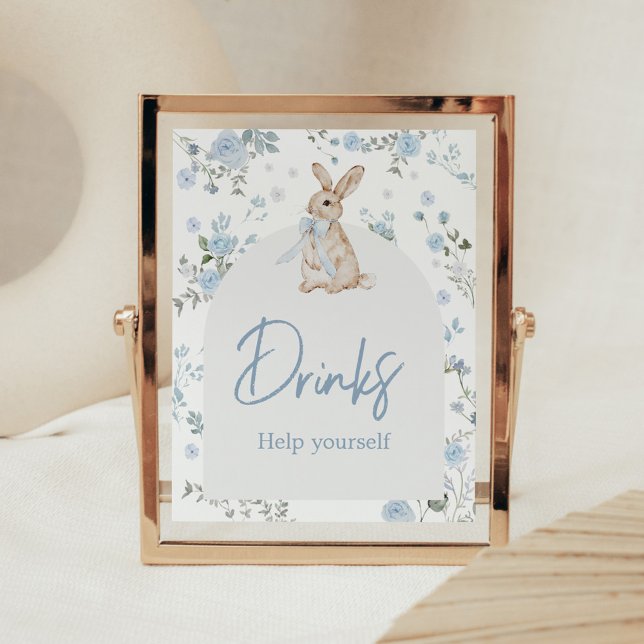 Póster Boy Some Bunny Baby Shower Bebe (Blue Some Bunny Baby Shower Drinks Sign)