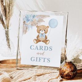 Póster Boy Teddy Bear Boho Blue Cards & Gifts Rótulo