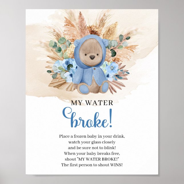 Póster Boy Teddy Oso tropical My Water Broke signo del ju (Frente)