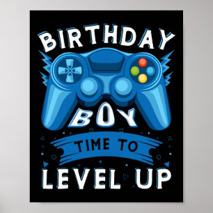 Póster Boy Time To Level To Video Game Birday Gamer Boy