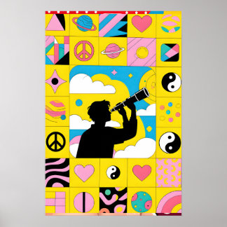 Póster Boy With Telescope Pop Art