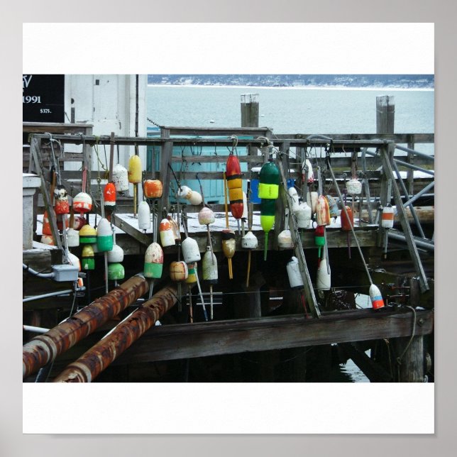 Póster boyas colgando de las mamáes de pier plymouth. (Frente)