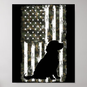 Póster Boykin Spaniel Camuflaje Bandera Americana USA Per