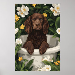 Póster Boykin Spaniel In Bathtub Poster, Funny Dog