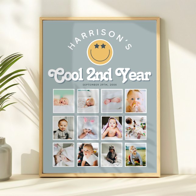 Póster Boys 2nd Year Two Cool Birthday Photo Collage (Subido por el creador)