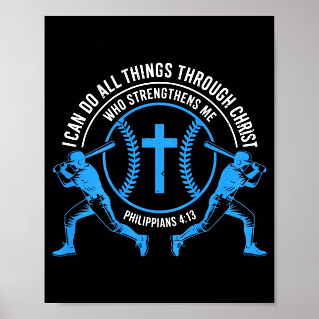 Póster Boys Baseball Christian-shirt Softball I Can Do Al (Frente)