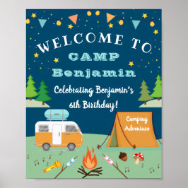 Póster Boys Camping Birthday Camp Out Party Welcome