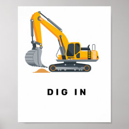 Póster Boys Construction Birthday Party Theme