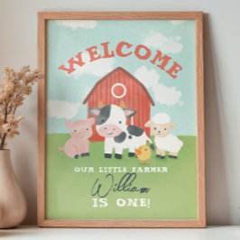 Póster Boys Farm Animal Kids Birthday Welcome 